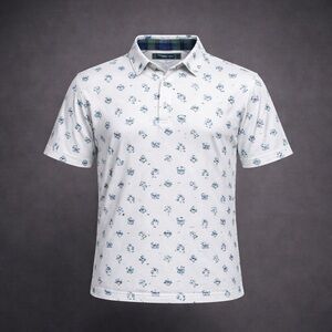 William Murray Golf Polo Mens XXL White VW Bus Print Novelty Performance Shirt